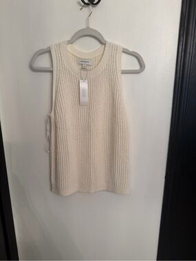 Banana Republic Cream Ribbed Knit Sleeveless Tank